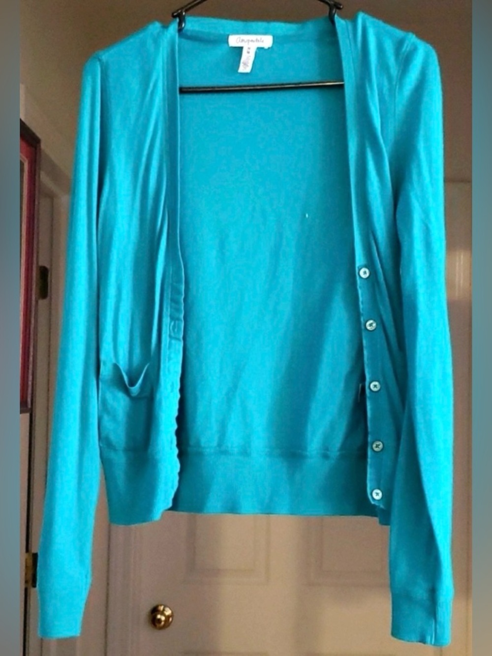 Aeropostale Cardigan M Teal Button Front Lightweight Layering